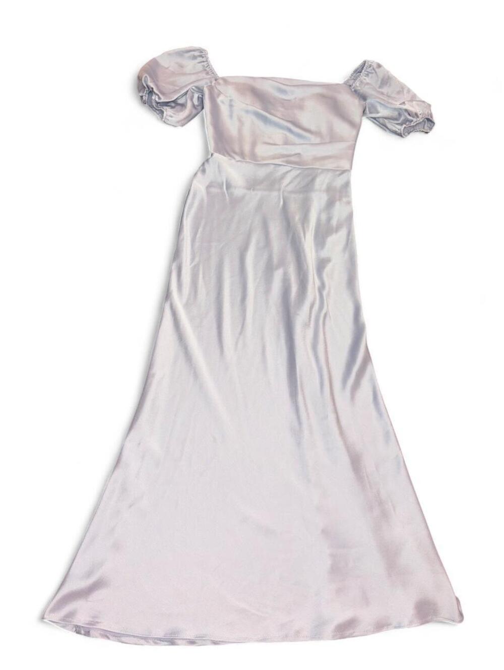 Jenny Yoo "Eliana" Luxe Satin Bridesmaid Gown - Whisper Blue size 2